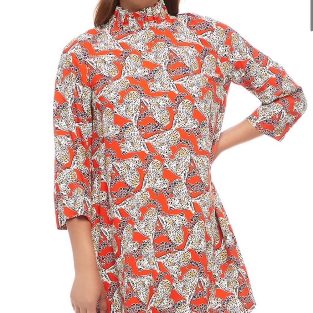 Crown & Ivy Bow Back Animal cheetah Print Ruffle Dress